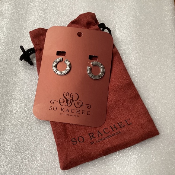 SO RACHEL By Longaberger Silver Oxidized Chain Link Earrings New - Picture 1 of 7